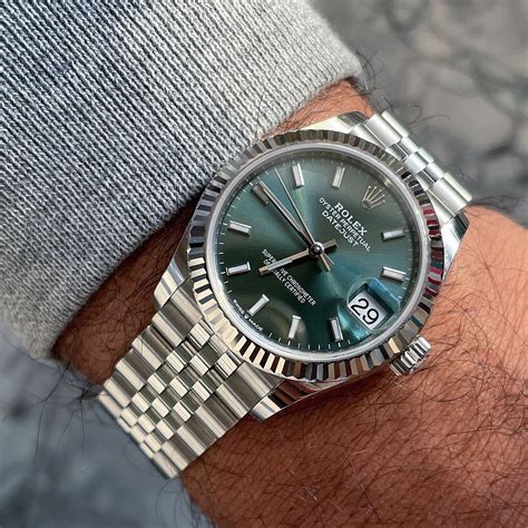 rolex two tone green face|rolex datejust 41 green dial.